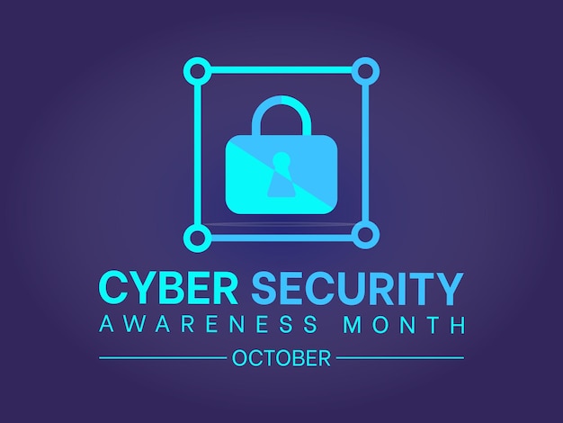 Plik wektorowy narodowy miesiąc świadomości bezpieczeństwa cybernetycznego zwiększa czujność i wiedzę, aby chronić osoby i organizacje w epoce cyfrowej szablon wektora wzmacniania odporności cyfrowej