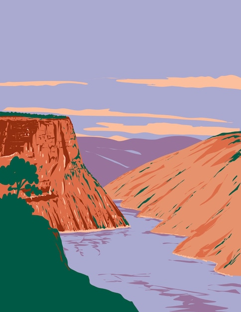 Plik wektorowy narodowy obszar rekreacyjny flaming gorge w wyoming i utah usa wpa art poster