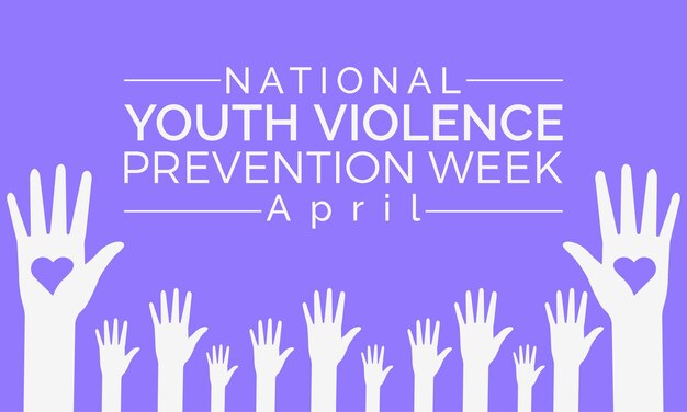 Plik wektorowy narodowy tydzień zapobiegania przemocy wśród młodzieży obchodzony co roku od 22 do 26 kwietnia