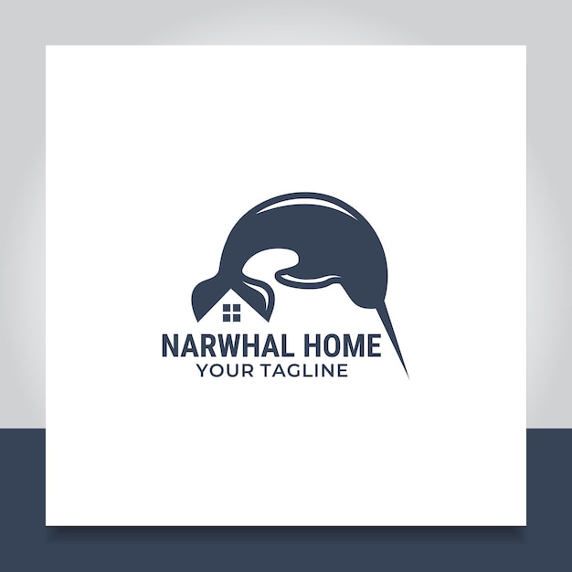 Narwhal Projekt Logo Domu Dach Rogaty Wieloryb Do Ratowania Zwierząt