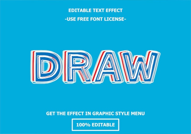 Plik wektorowy narysuj edytowalny szablon efektu tekstowego 3d. styl wektor licencji darmowej czcionki premium