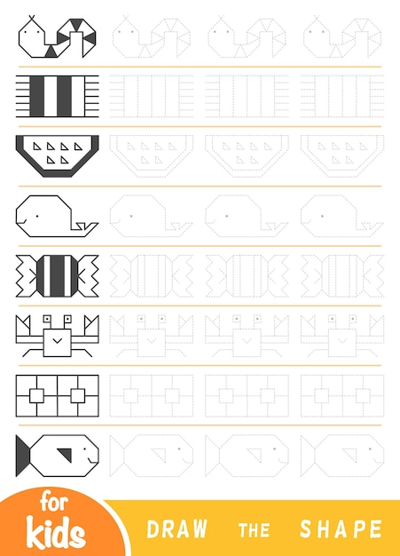 Narysuj Grę Edukacyjną Dla Dzieci Replikuj Obraz Według Linii Narysuj Ozdoby Geometryczne I Przyrodnicze