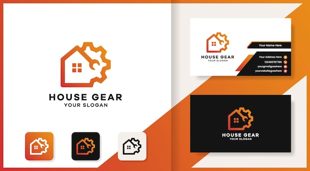Narzędzie Gear House łączy Logo I Projekt Wizytówki