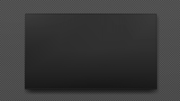 Plik wektorowy naścienny szeroki telewizor plazmowy czarny led izolowany. telewizor cyfrowy, nowoczesny pusty ekran lcd.