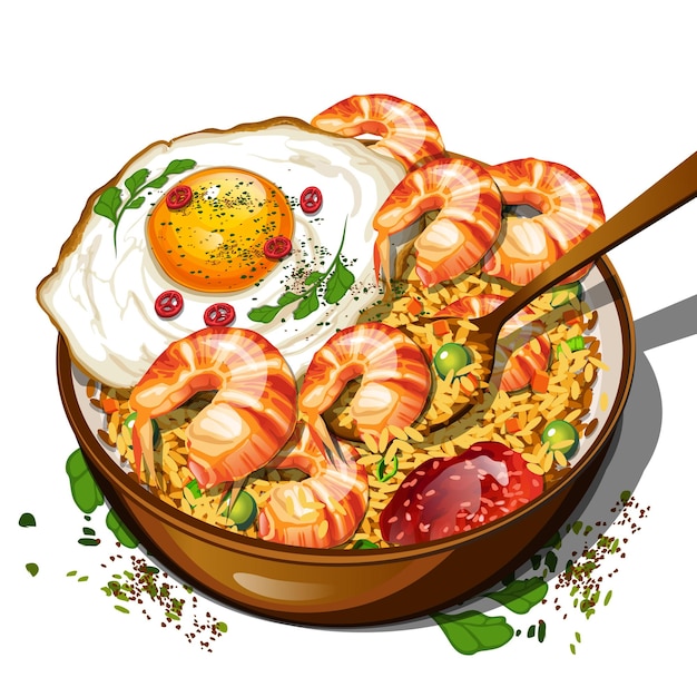 Nasi Goreng Udang Lub Krewetki Smażony Ryż Z Góry