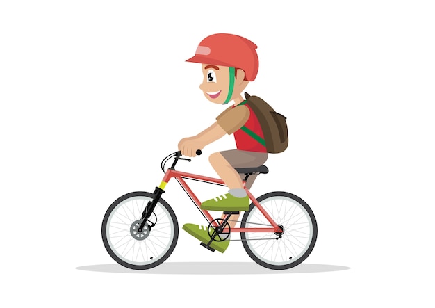 Nastoletni dzieciak szkolnej chłopiec kolarstwo na bicyklu