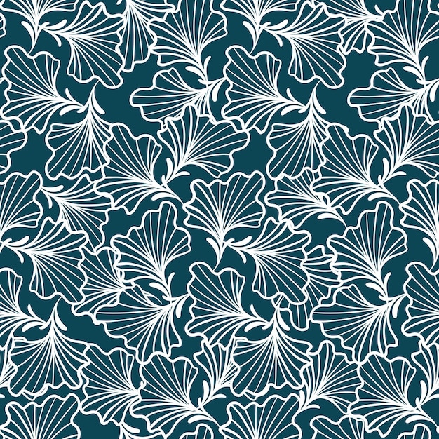 Plik wektorowy natura ciemnozielone tło wektor z białymi liśćmi kwiatowy wzór roślin pozostawia ilustracji wektorowychprojekt dla modnej tkaniny tekstylnej tapety okładka zawijania i wszystkich wydruków