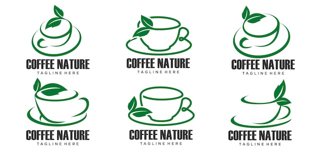 Natura Kawa Logo Projektuje Koncepcja Wektor Eco Bean Coffee Symbol