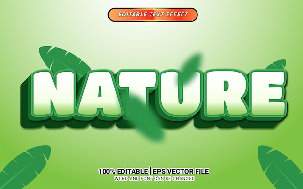Natura świeży Zielony Biały 3d Edytowalny Efekt Tekstowy Szablon Projekt Typografia Nagłówek Liść Zielony