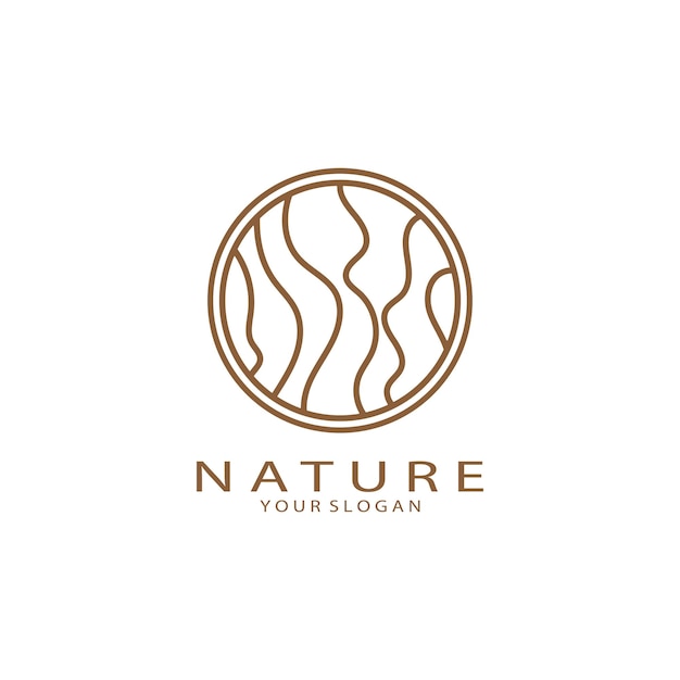 Natura wektor logo z drzewami, rzekami, morzami, górami, emblematy biznesowe, odznaki podróżne, zdrowie ekologiczne