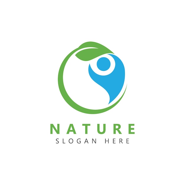 Natura Ziołolecznictwo Zdrowi Ludzie Wellness Wektor Logo Szablon Projektu
