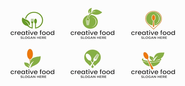 Plik wektorowy naturalne jedzenie logo zielone jedzenie szef kuchni logo projekt koncepcja food restaurant wektor