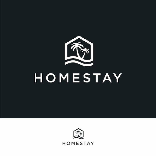 Plik wektorowy naturalne logo homestay proste logo ikona homestay tło beach house logo