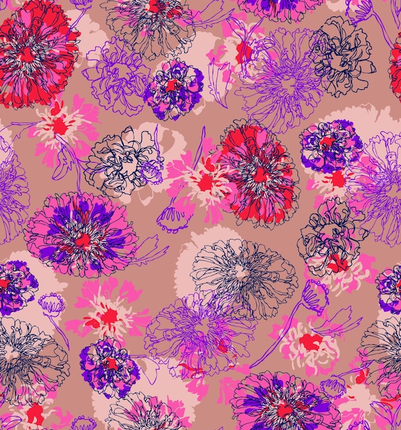 Plik wektorowy naturalne tło z kolorowych kwiatów malowane