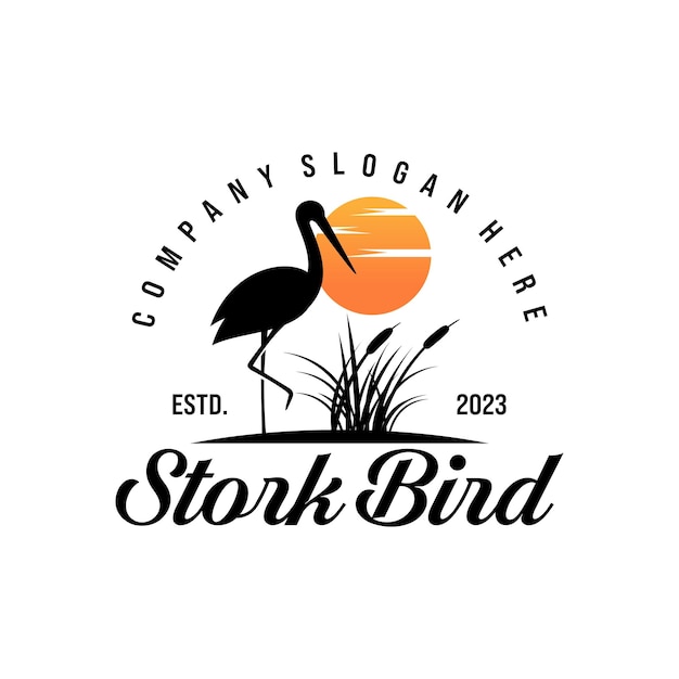 Plik wektorowy nature heron vintage logo wektor minimalistyczny projekt ilustracji dzikie heron ptak wzór symbolu