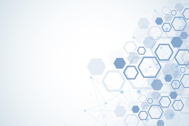 Naukowe tło cząsteczki dla medycyny, nauki, technologii, chemii. Tapeta lub baner z cząsteczkami DNA. Geometryczna dynamiczna ilustracja wektorowa.
