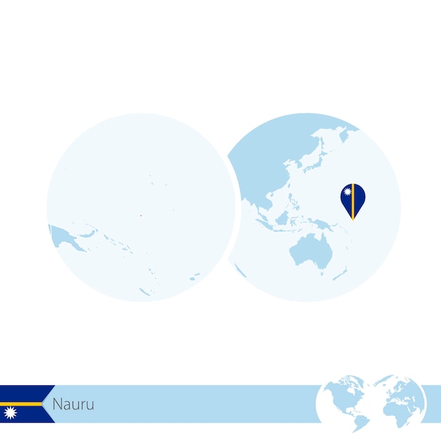 Nauru Na świecie Z Flagą I Regionalną Mapą Nauru. Ilustracja Wektorowa.