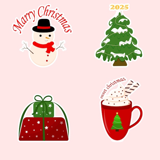 Nawiązki świąteczne zestaw pudełka podarunkowe choinki świąteczna drzewa nowanchristmas kubek ilustracja wektorowa