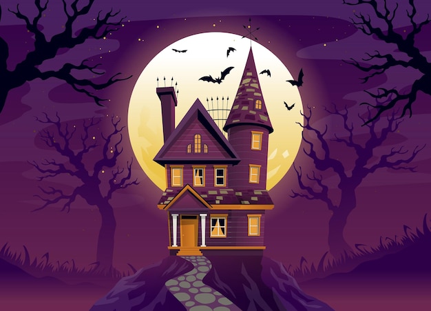 Nawiedzony Dom Halloween W Przerażającym Stylu Kreskówek