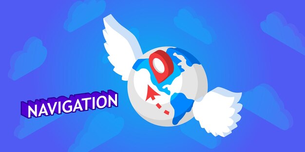 Nawigacja izometryczny projekt ikona Wektor ilustracja sieci web 3d kolorowa koncepcja