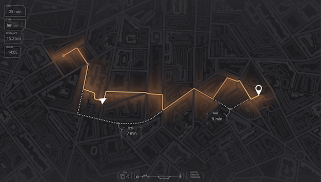 Nawigacja po mapie GPS. Widok z góry na budynki mapy. Śledzenie lokalizacji samochodu. Abstrakcyjne tło.