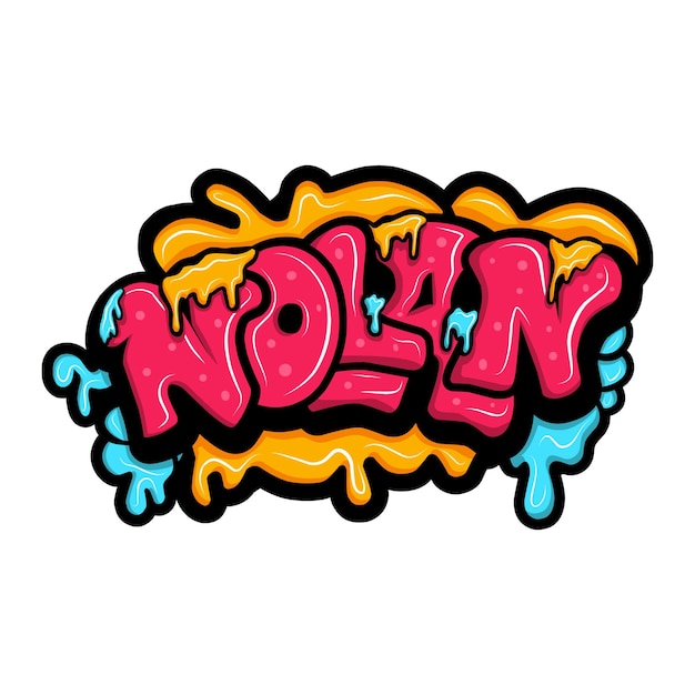 nazwy graffiti z ręcznie rysowanym wzorem