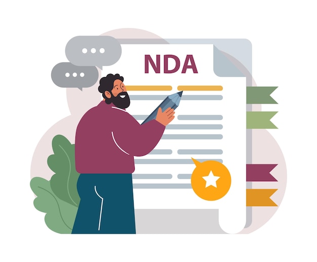 NDA dokument dotyczący nieujawniania podpisów męskich postaci