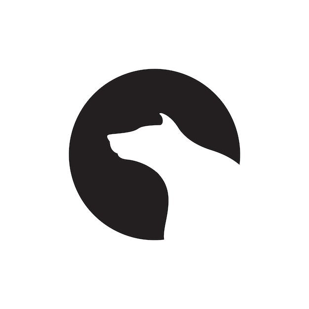 Negatywna Przestrzeń Koło Czarny Z Głową Psa Logo Projekt Wektor Graficzny Symbol Ikona Ilustracja