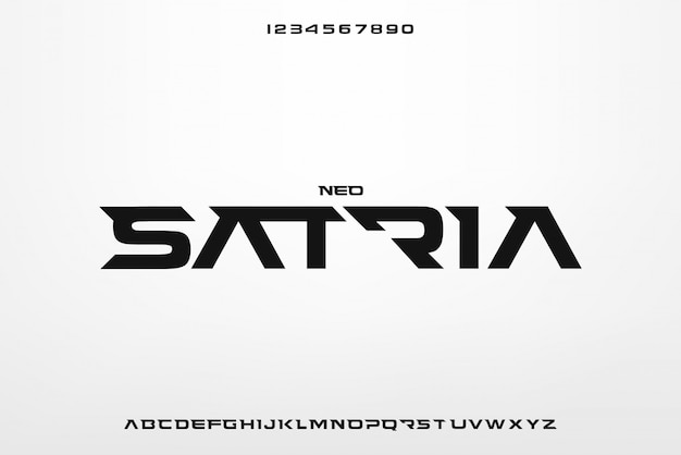 Neo Satria, Abstrakcyjna Futurystyczna Czcionka Alfabetu Z Motywem Technologicznym. Nowoczesny Minimalistyczny Projekt Typografii