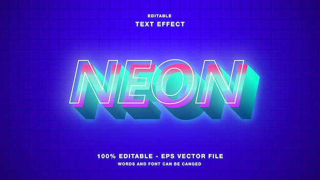 Neon 3d edytowalny efekt tekstowy