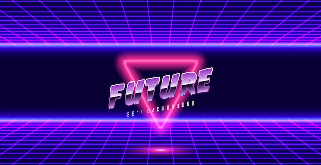neon 3D tło krajobraz lat 80-tych