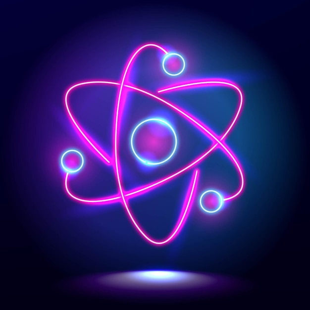 Neon Atom Ilustracja Symbol Pełny Kolor Design