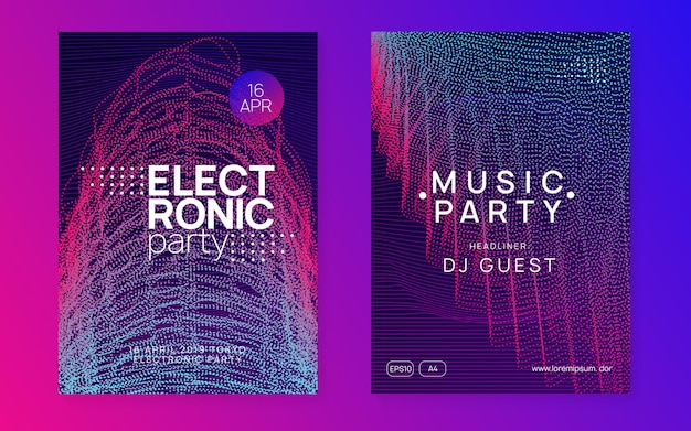 Neon Club Flyer Electro Muzyka Taneczna Trance Party Dj Electroni