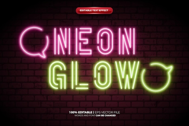 Neon Glow edytowalny wzór logo z efektem tekstowym