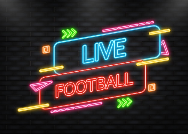 Neon Icon Live Football Streaming Icon Badge Przycisk Do Nadawania Lub Transmisji Piłkarskiej Online