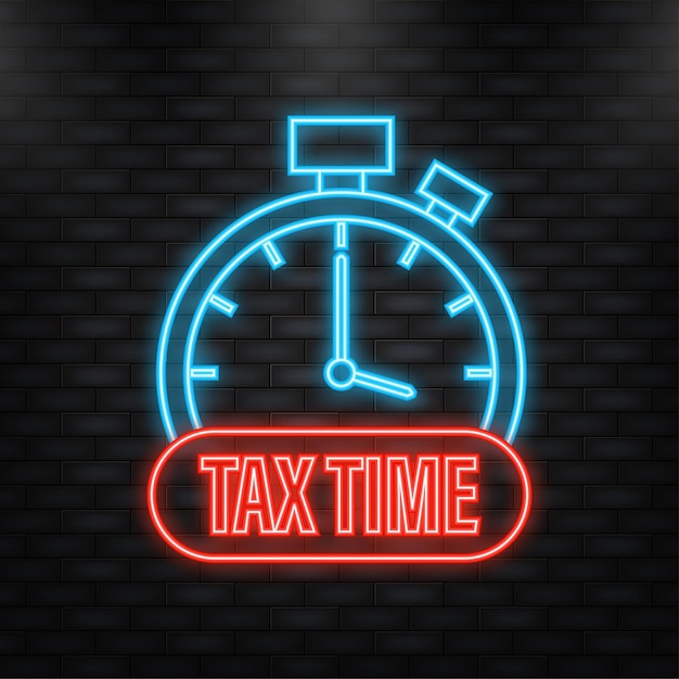 Neon Icon Tax Time Czerwony 3d Realistyczny Papier Dymek Na Białym Tle