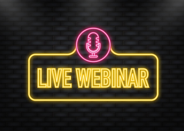 Plik wektorowy neon icon webinar na żywo ikona przycisku vector design