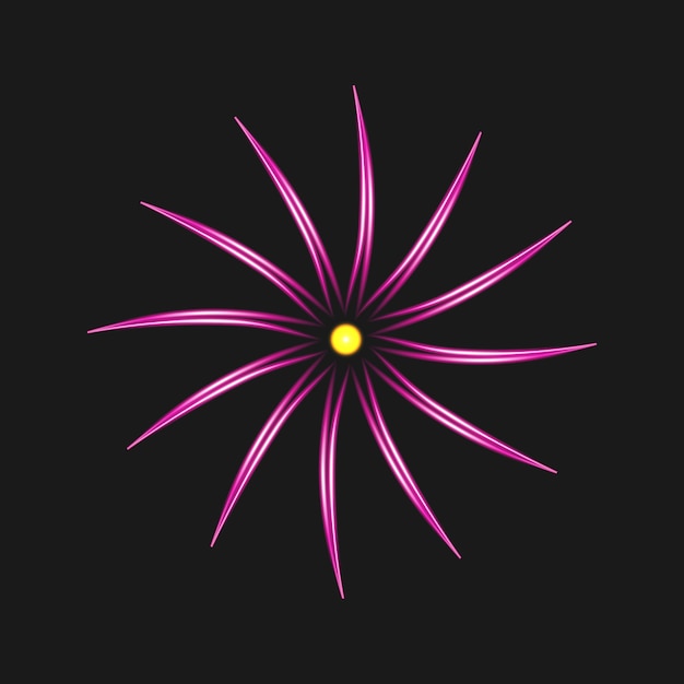 Plik wektorowy neon jasny kwiat na czarnym tle. świecący znak elektryczny. ilustracja wektorowa.