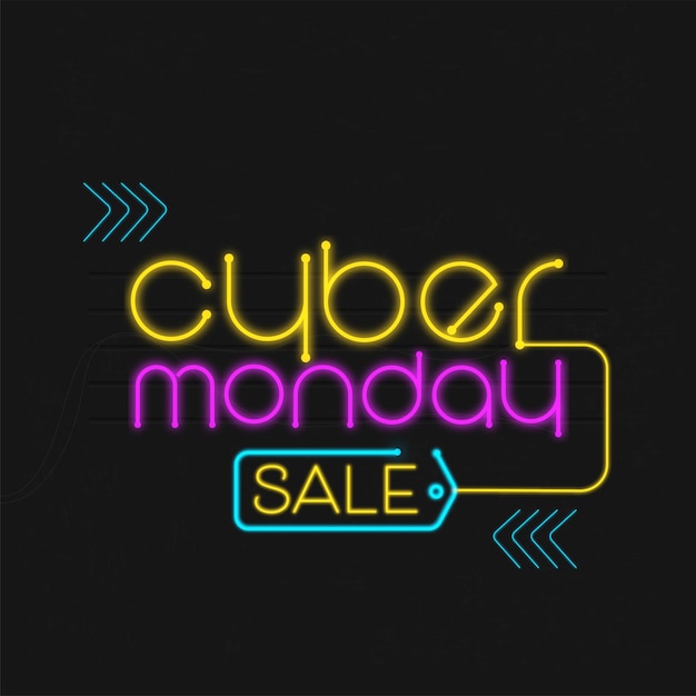 Neon Light Cyber Monday sprzedaż tekst na czarnym tle projekt plakatu reklamowego