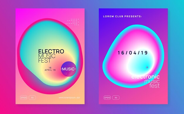 Neon Party Dynamiczny wzór na broszurę Vector Fun Dance Poste
