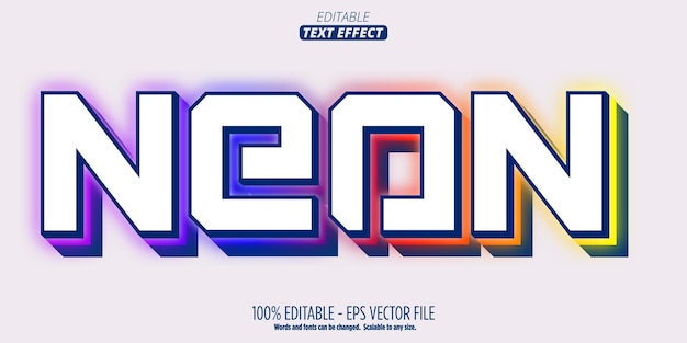 Neon świecący efekt tekstowy edytowalny styl tekstu neonowego