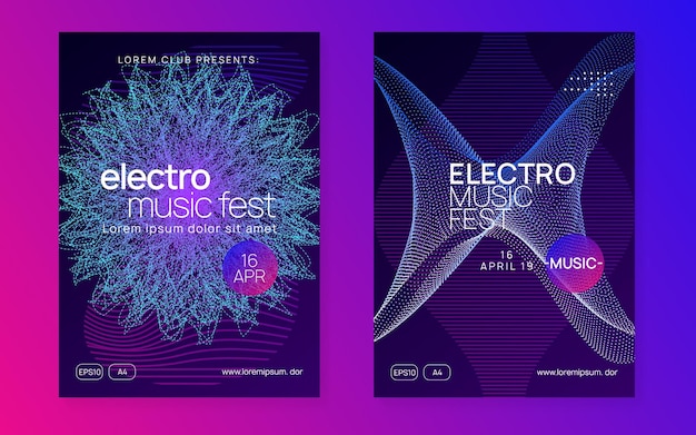 Neon techno – ulotka wydarzenia Muzyka taneczna Elektroniczne brzmienie