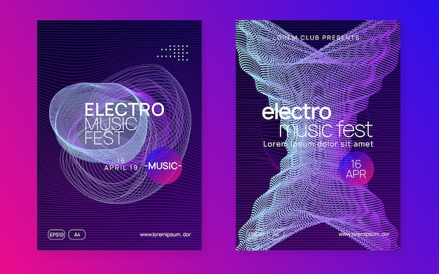 Neonowa elektroniczna ulotka imprezowa Muzyka taneczna Electro Techno fest ev