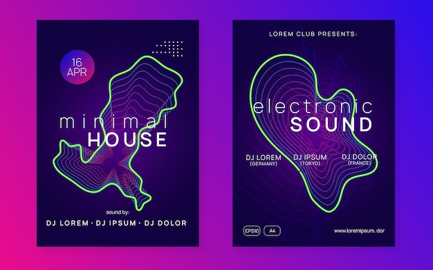 Neonowa ulotka klubowa Muzyka taneczna Electro Trance party dj Electroni