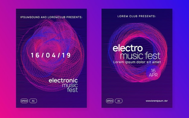 Plik wektorowy neonowa ulotka klubowa muzyka taneczna electro trance party dj electroni