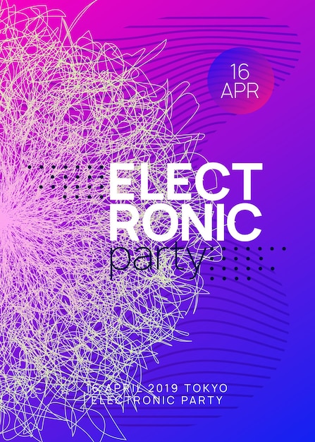 Plik wektorowy neonowa ulotka klubowa muzyka taneczna electro trance party dj electroni