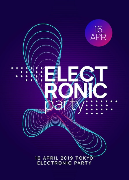 Plik wektorowy neonowa ulotka klubowa muzyka taneczna electro trance party dj electroni