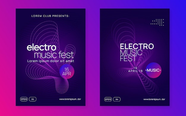 Plik wektorowy neonowa ulotka klubowa muzyka taneczna electro trance party dj electroni