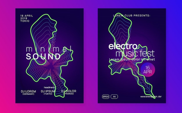 Neonowa ulotka klubowa Muzyka taneczna Electro Trance party dj Electroni