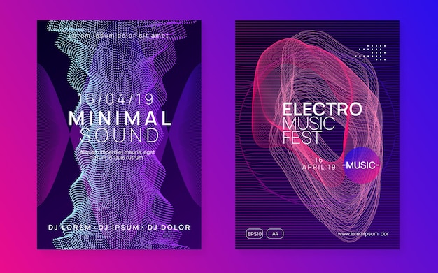 Neonowa ulotka taneczna. Muzyka electro trance. Impreza techno dj. Elektro